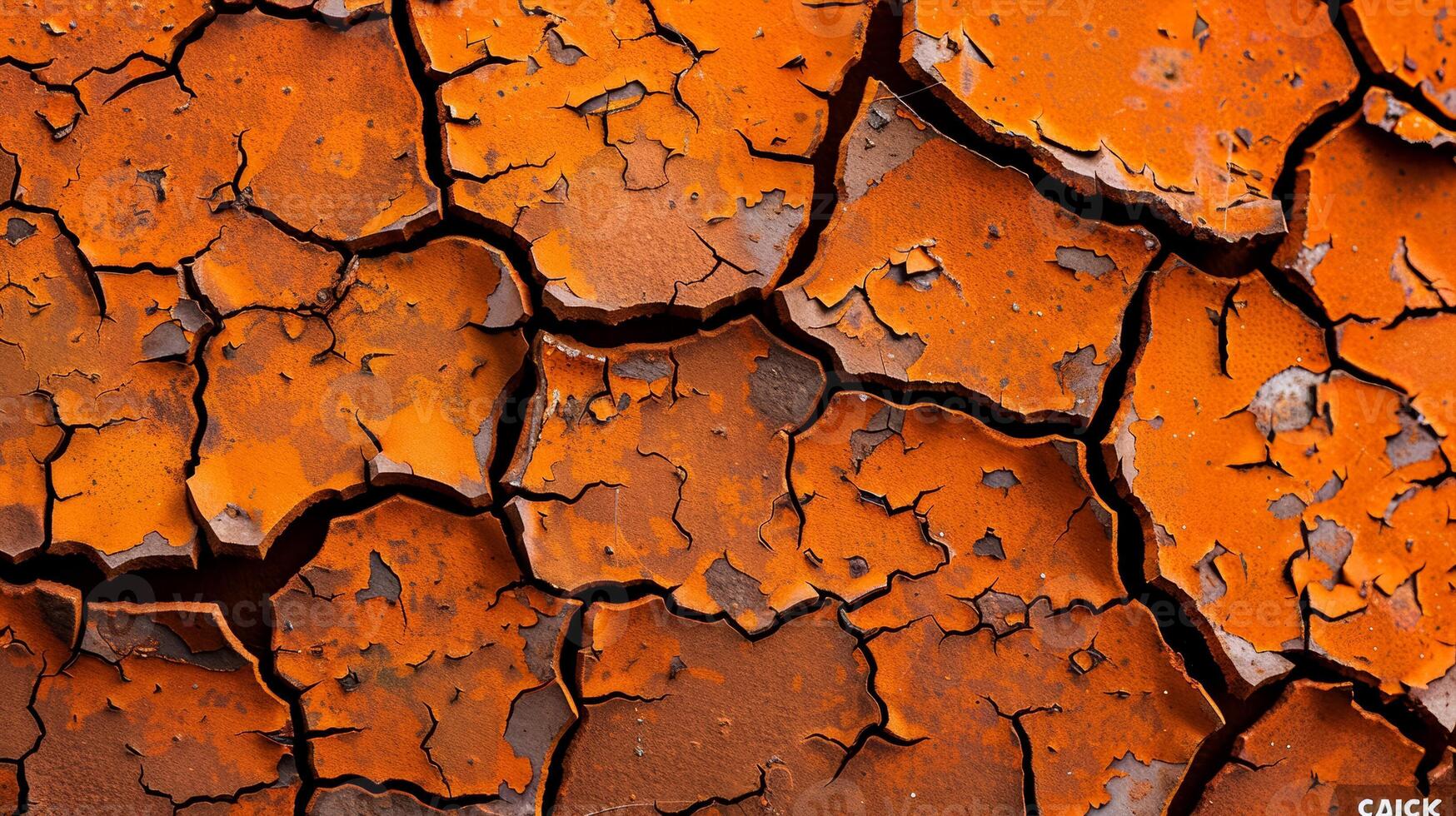 Closeup of rusty iron surface with intricate patterns of corrosion and vibrant orange brown hues photo