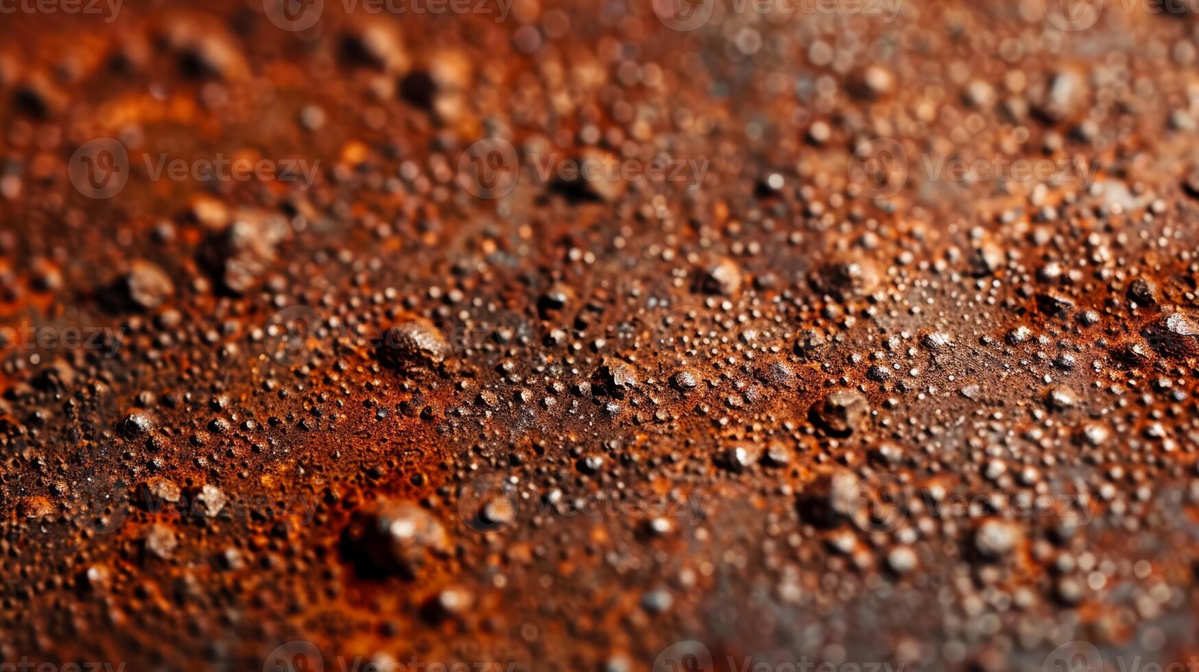 Detailed shot of rust spreading on an iron surface with intricate textures and earthy tones photo