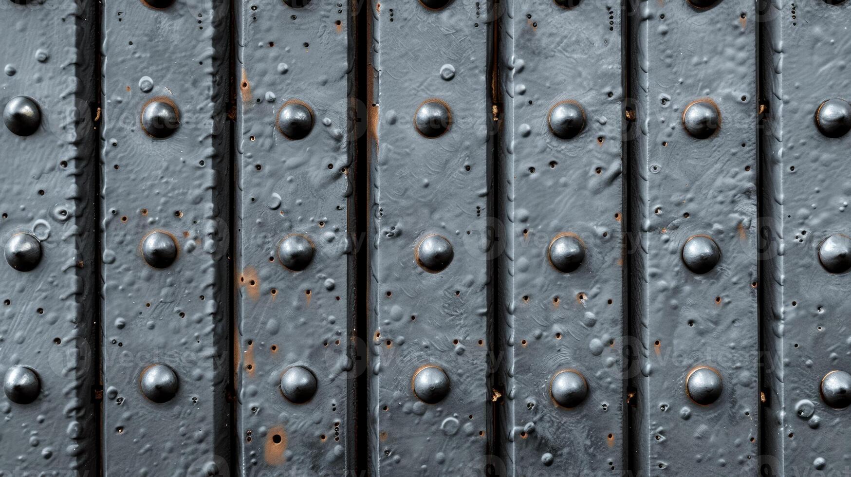 Textured metal background with rivets and industrial look dark gray and silver tones photo