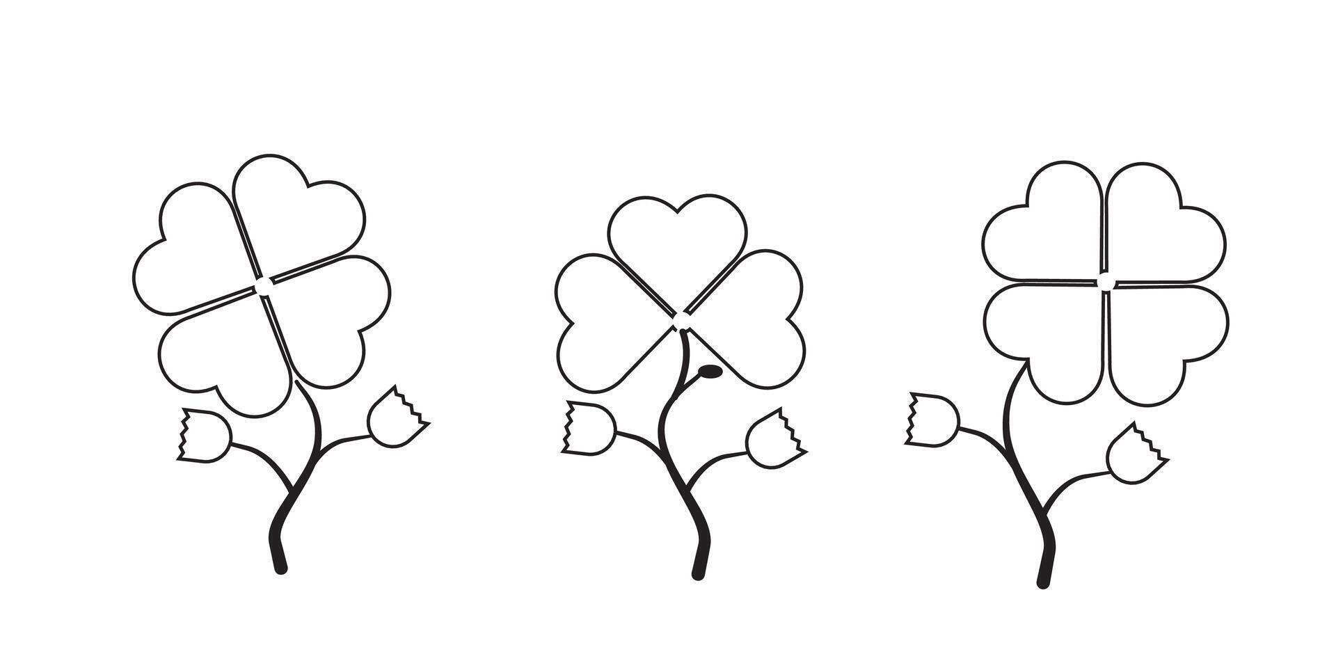 Clover icon symbol set basic three design vector