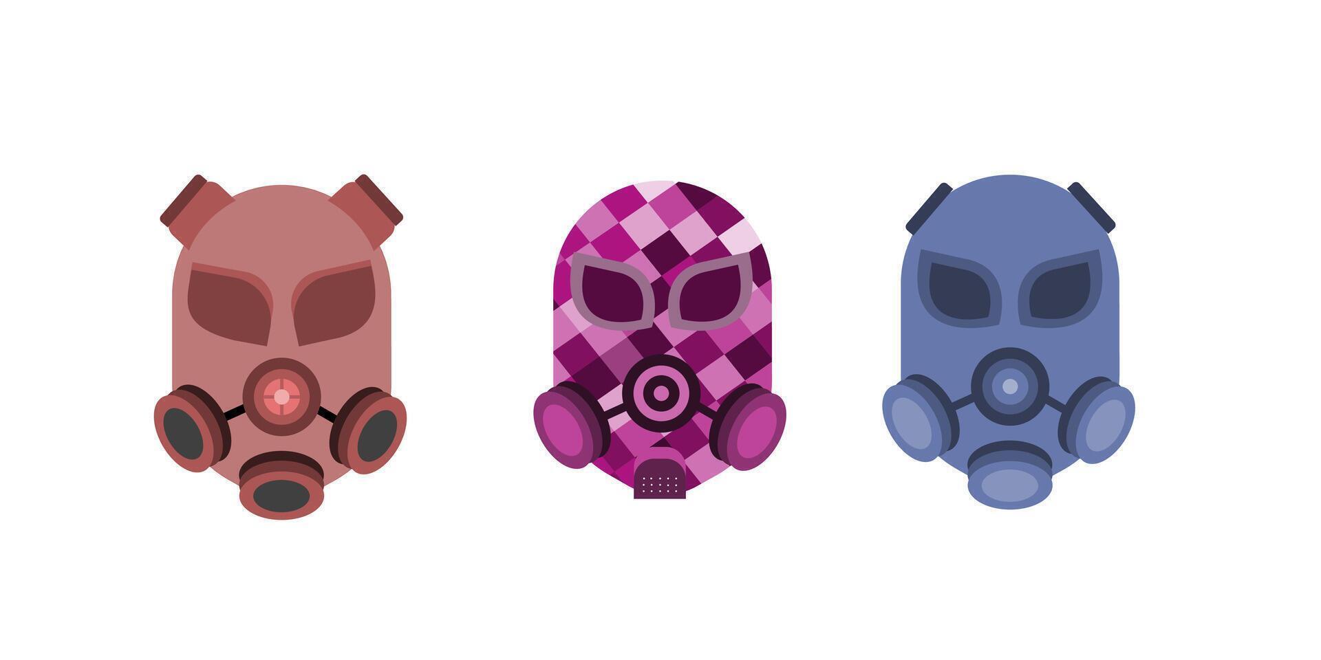 Sanitation and protection facemask ppe icon set with respiratory face masks vector