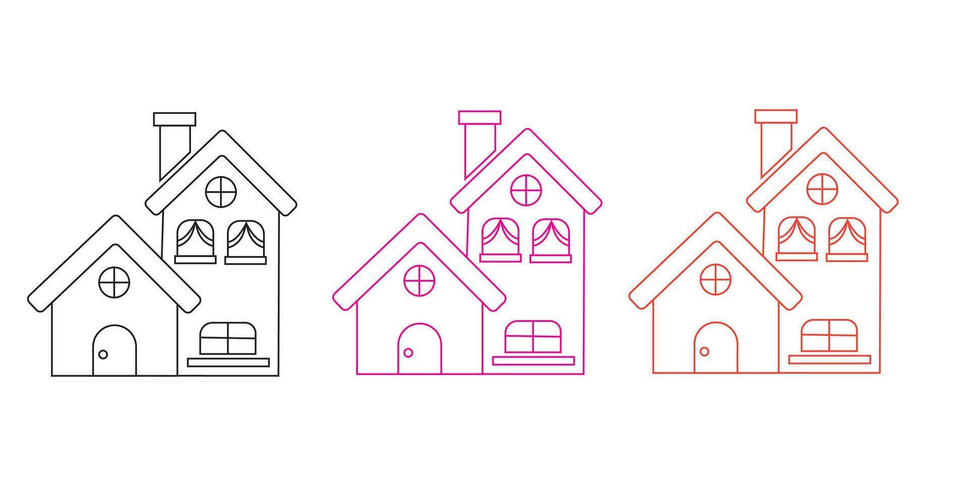 House icons set. Home icon collection. Real estate. Flat style houses symbols for apps and websites on whit ebackground vector