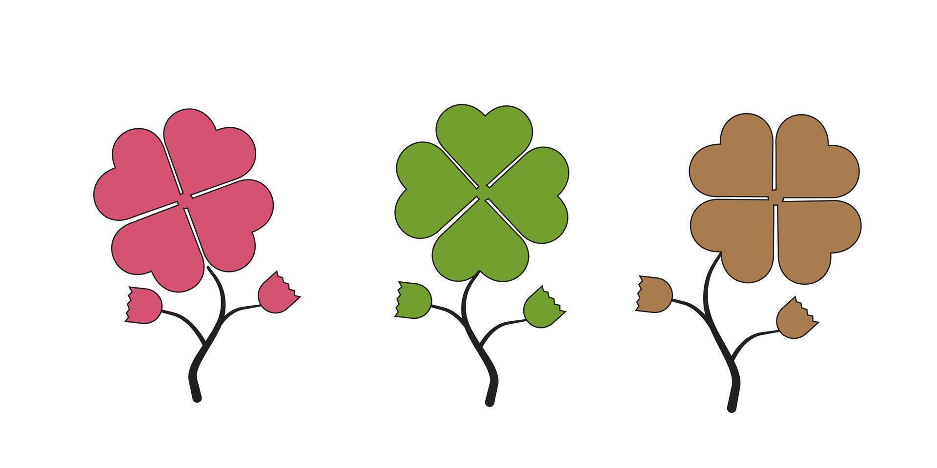 Clover icon symbol set basic three design vector