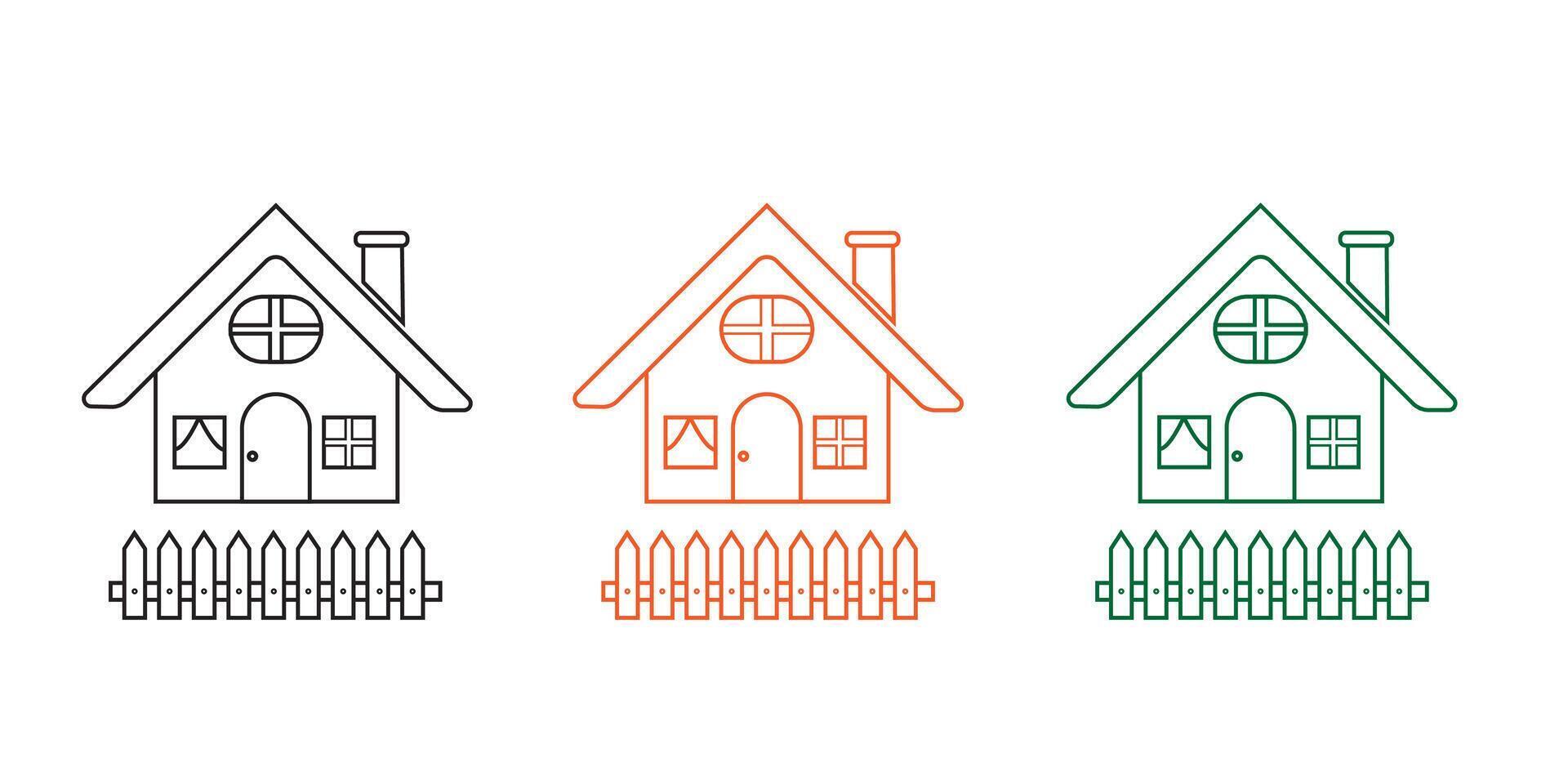 House icons set. Home icon collection. Real estate. Flat style houses symbols for apps and websites on whit ebackground vector