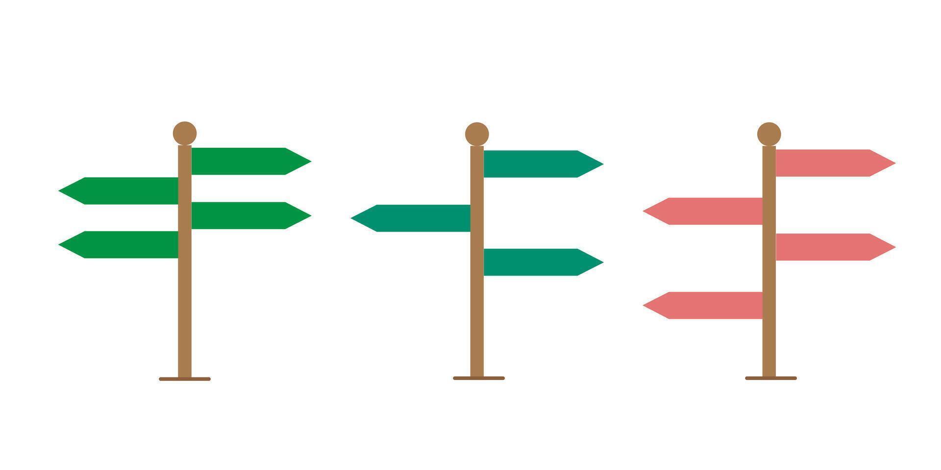 Signpost showing the way for decision making and choosing the right path vector