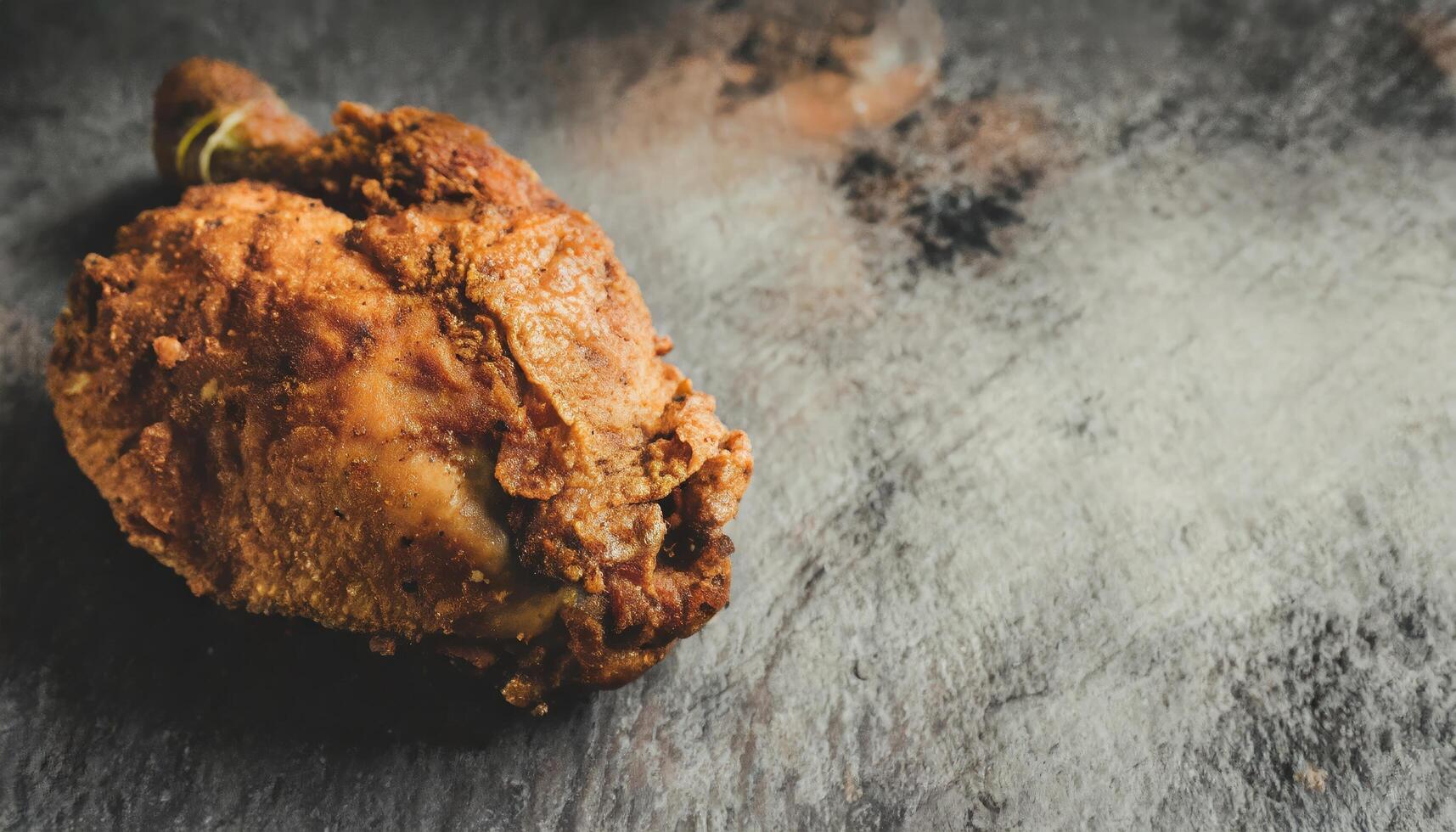 Copy Space image of asty eating with fried chicken photo