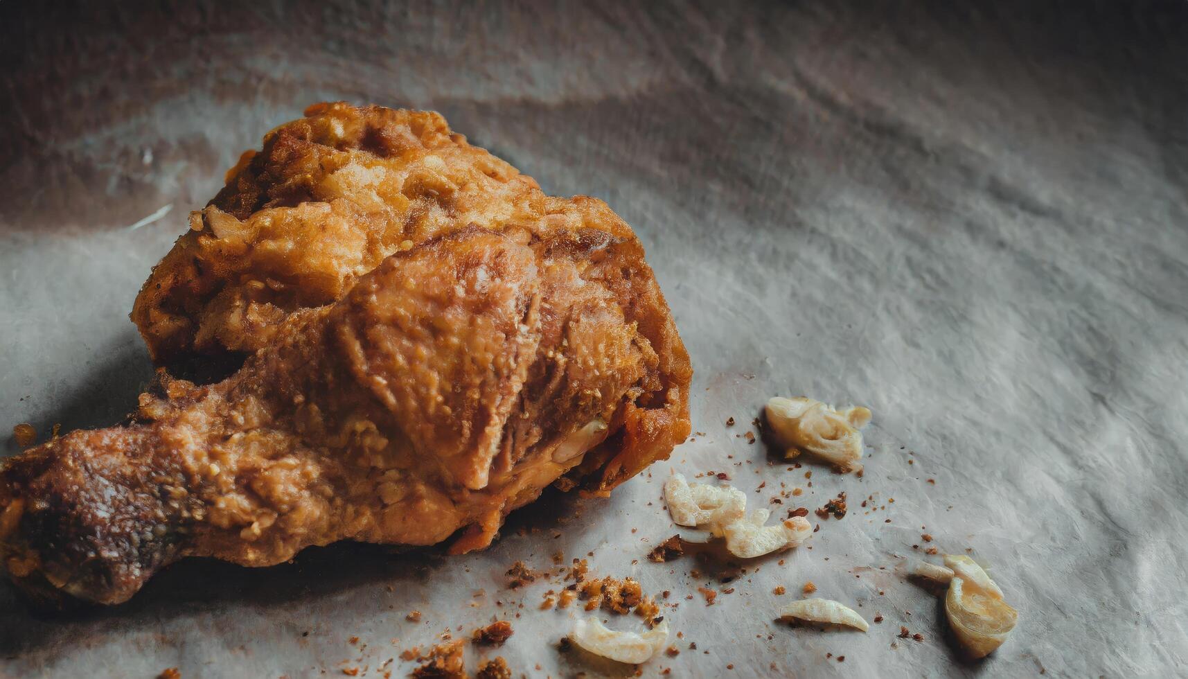 Copy Space image of Classic Southern Fried Chicken on dark background. photo