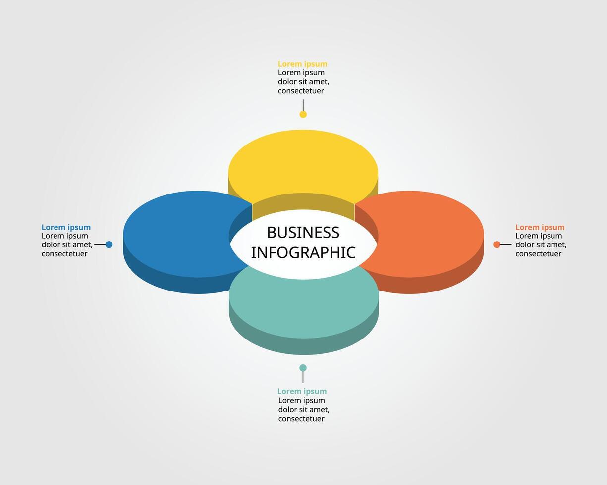flower with circle shape template for business infographic for presentation for 4 element vector