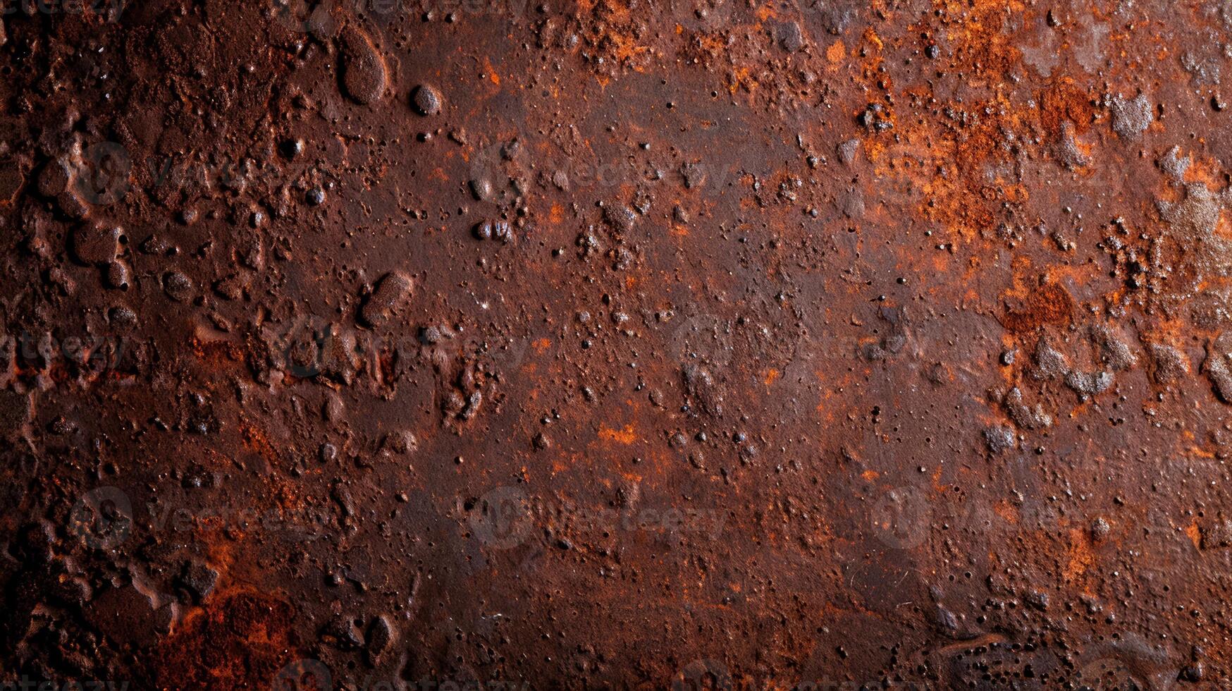 Textured surface of oxidized iron with deep red and brown rust ideal for grunge backgrounds photo