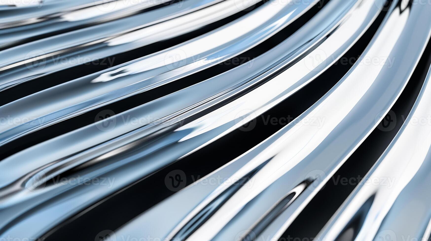 Abstract metal background with wavy patterns and metallic sheen silver and chrome tones photo