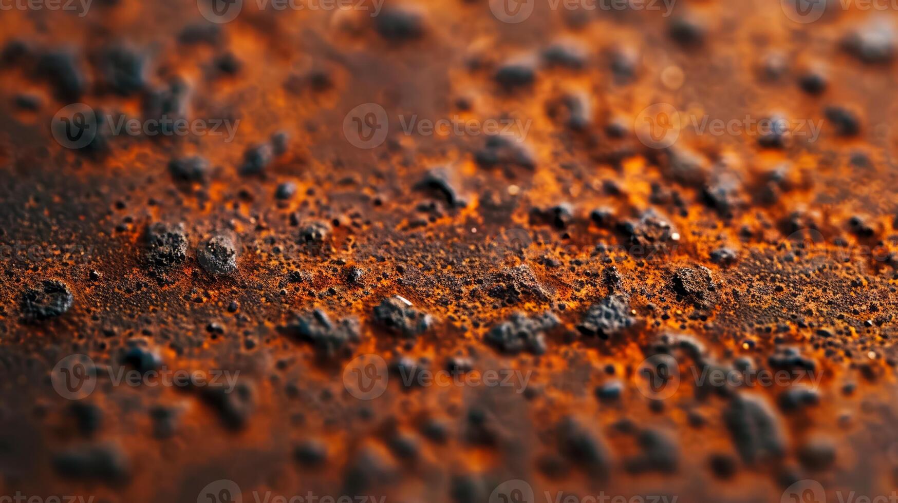 Detailed shot of rust spreading on an iron surface with intricate textures and earthy tones photo