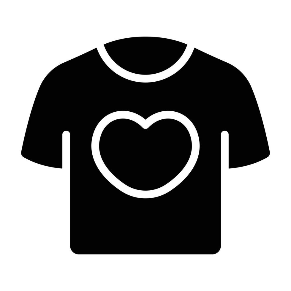 Simple T Shirt with Love glyph icon. The icon can be used for websites, print templates, presentation templates, illustrations, etc vector