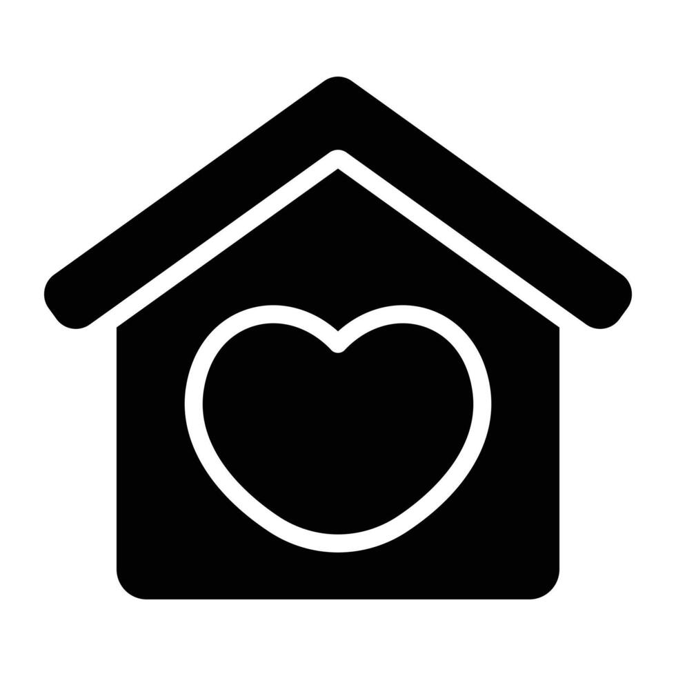 Simple Home with Love glyph icon. The icon can be used for websites, print templates, presentation templates, illustrations, etc vector