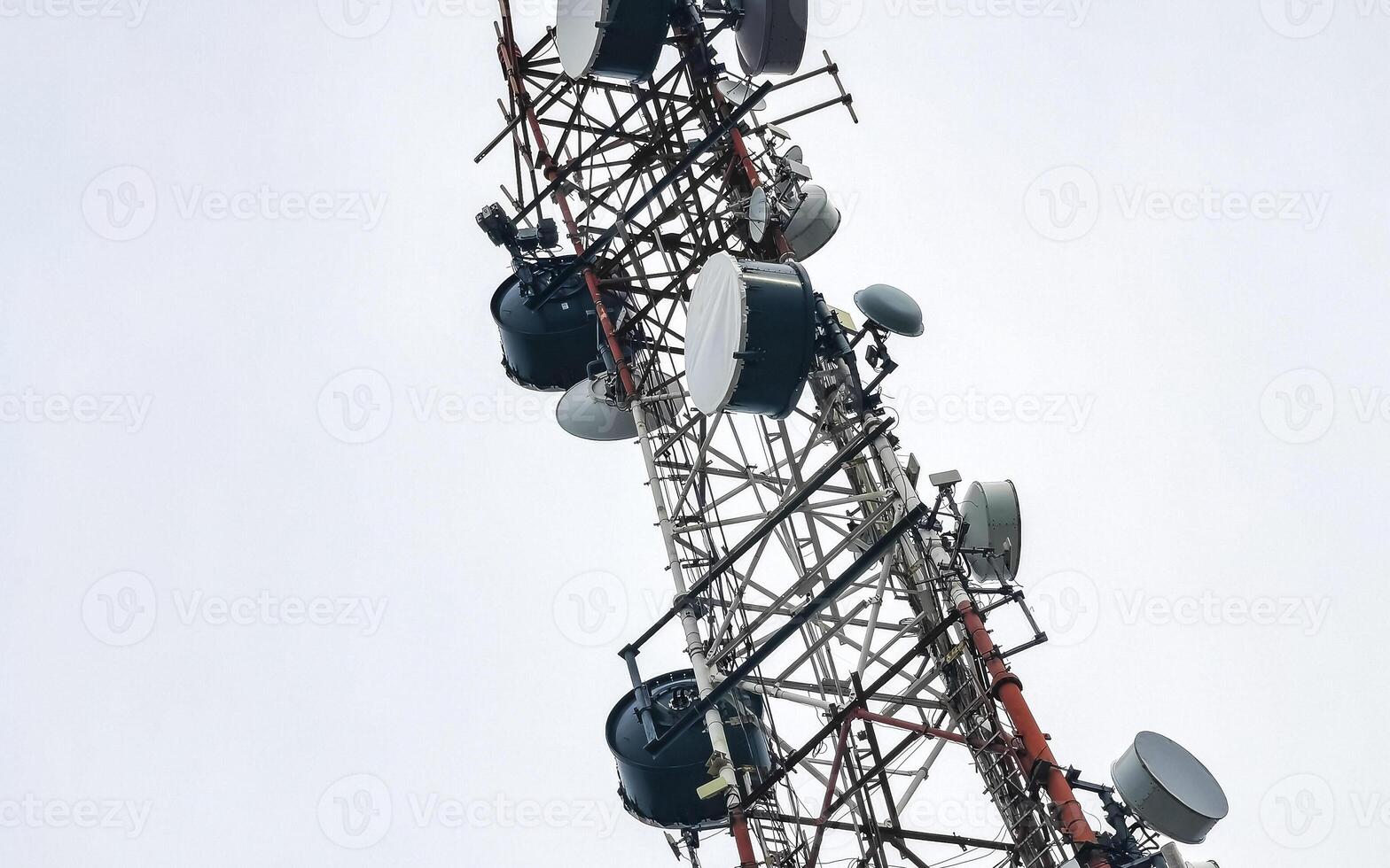 Red white 5G tower radiation in Playa del Carmen Mexico. photo