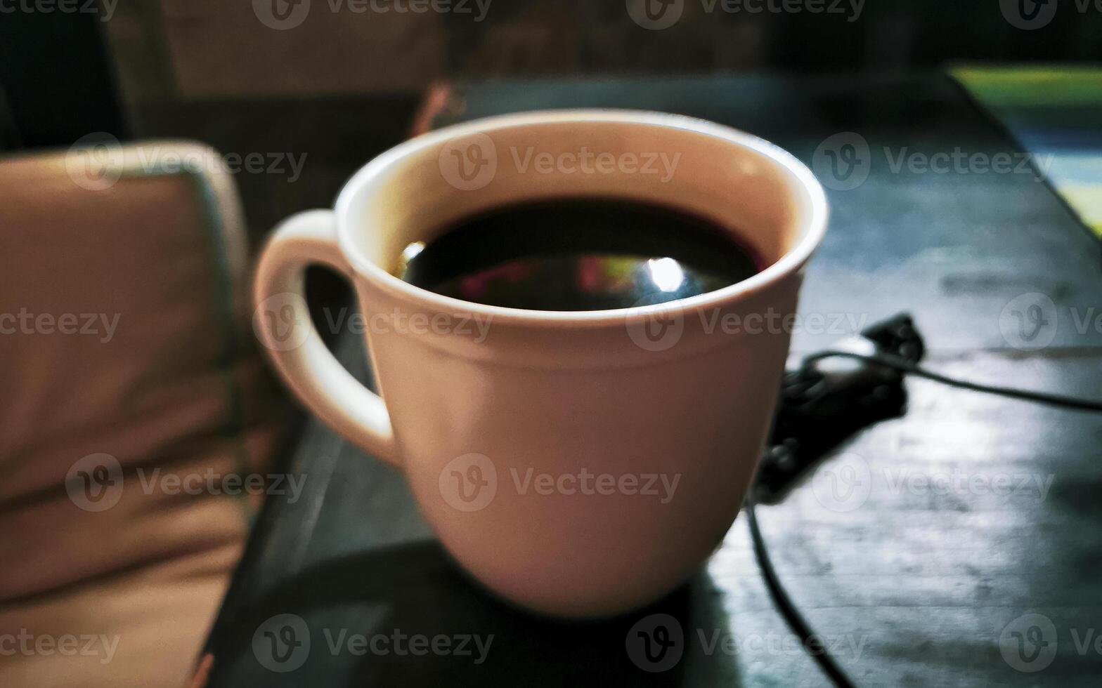 Cup of americano black coffee in restaurant cafe in Mexico. photo