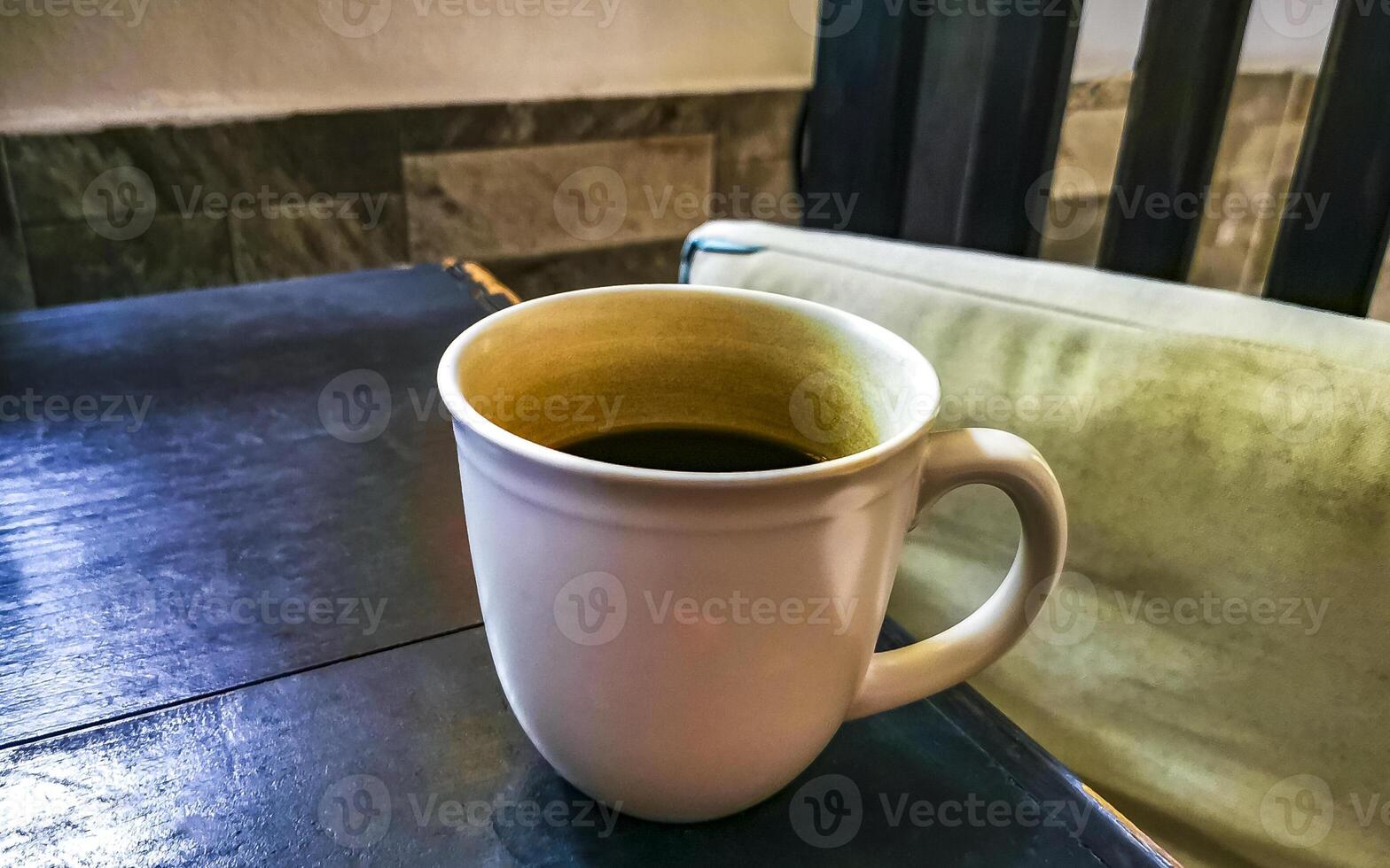Cup of americano black coffee in restaurant cafe in Mexico. photo
