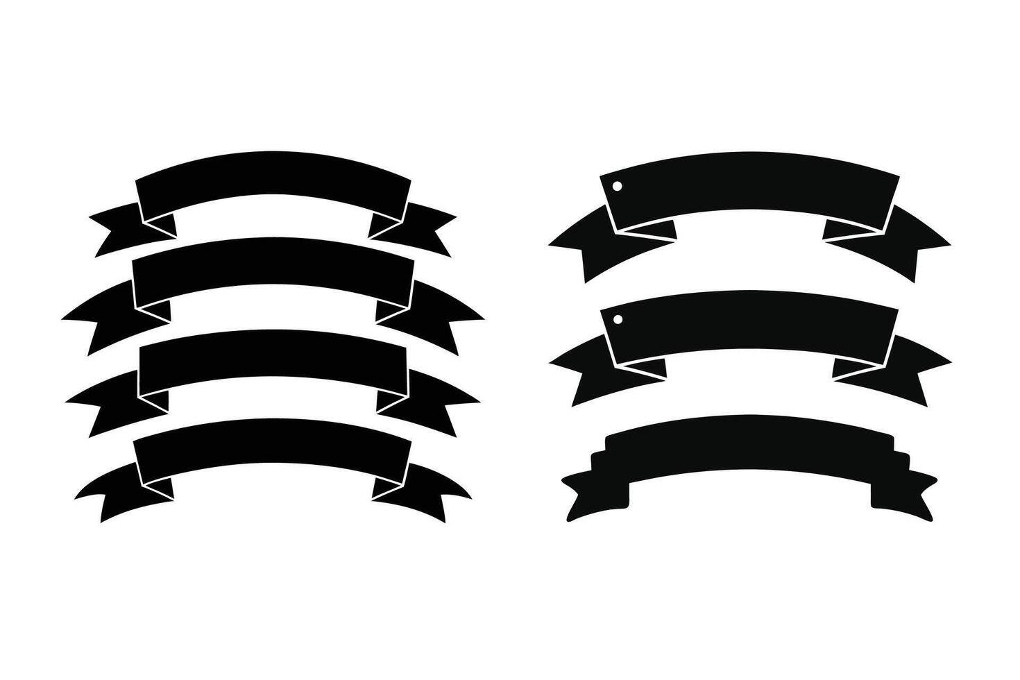 Ribbon Banner Set Collection Black Silhouette Illustration vector