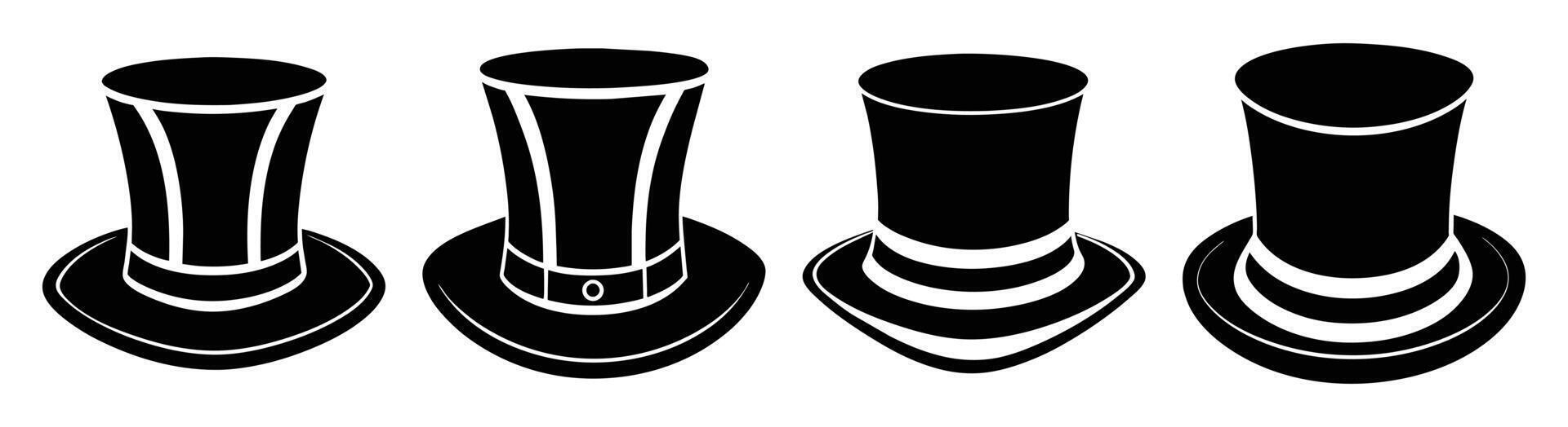 A Set of Four Top Hat Silhouettes vector