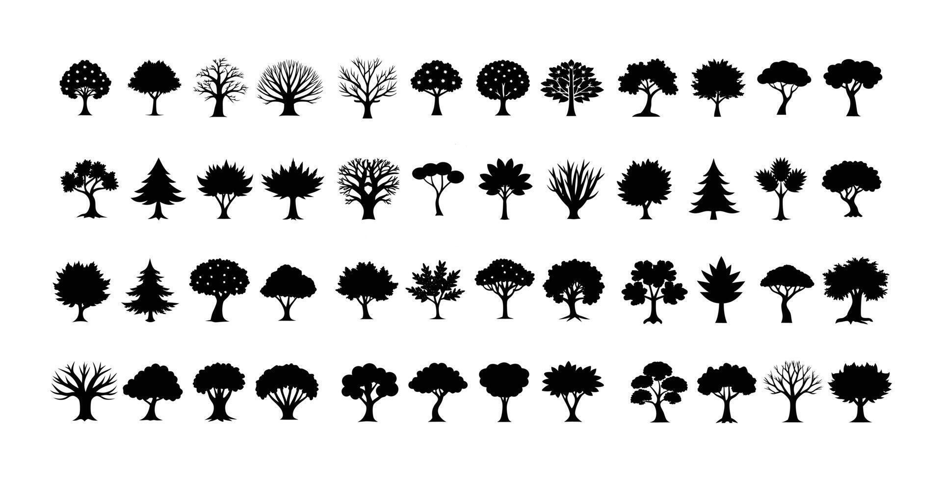 A Set of Tree Silhouettes vector