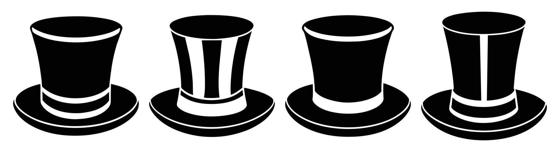 A Set of Four Stylish Top Hat Silhouettes vector
