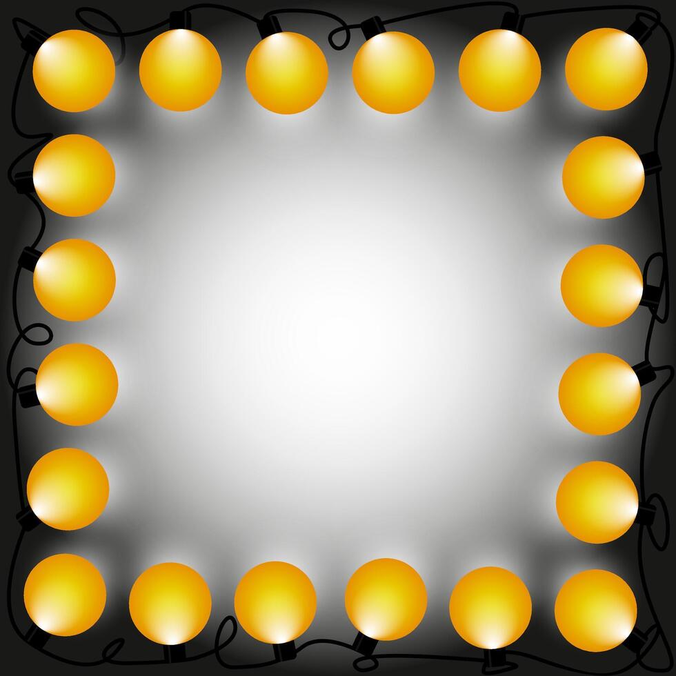 frame square from garland of bulbs vector