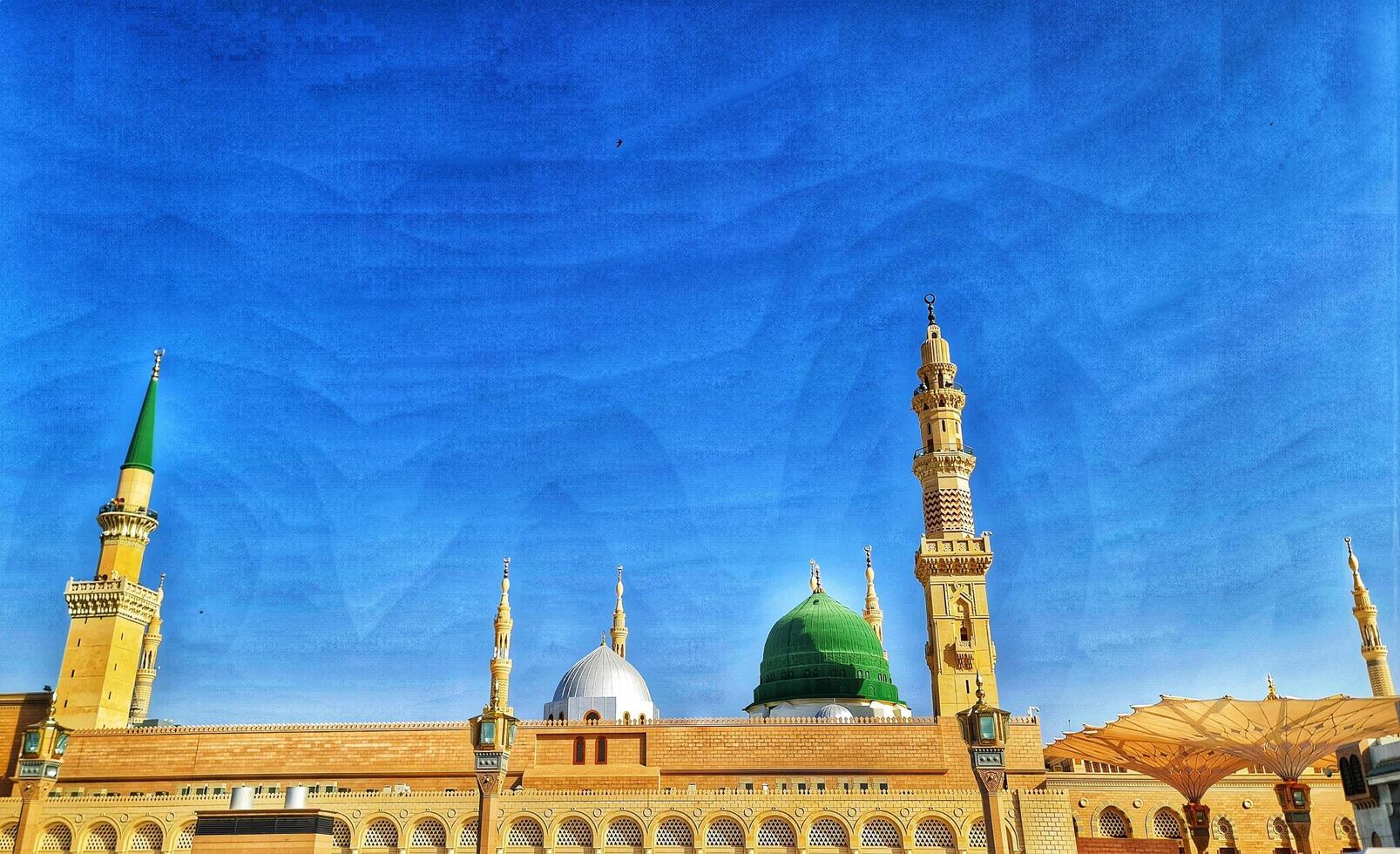 Medina, Saudi Arabia on March 1, 2024. Male and female Umrah pilgrims taking photos and walking in front of the tomb of the Prophet Muhammad at the Nabawi Mosque.