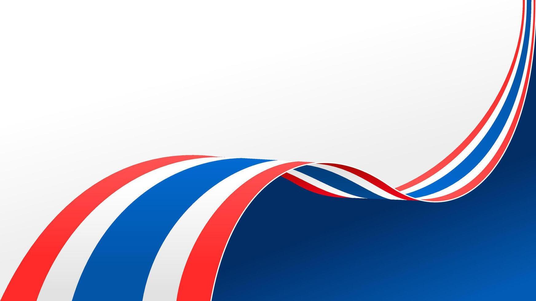 Thailand flag . World flags and ribbons. Thai flag ribbon background vector