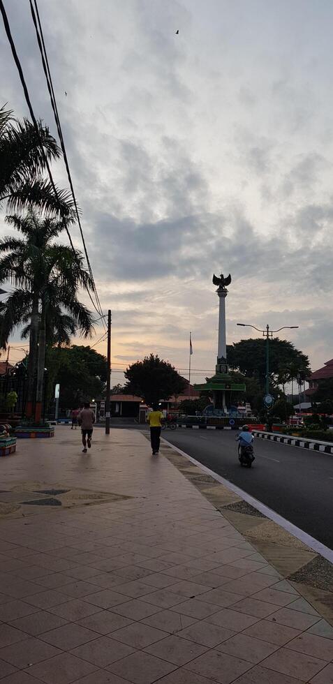 Jepara, Indonesia in July 2018. The morning atmosphere in Jepara square where the garuda statue can be seen photo