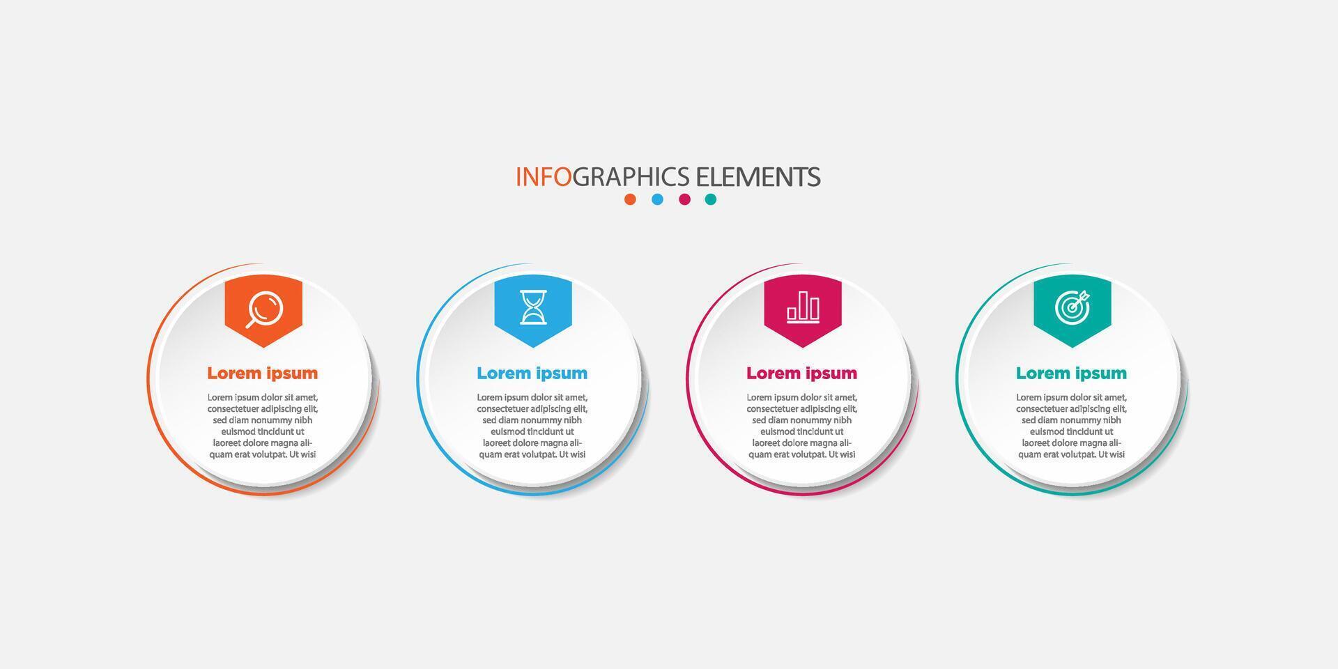 Modern business Infographic with title design template with icons and 4 options or steps. Can be used for process diagram, presentations, workflow layout, banner, flow chart, info graph vector