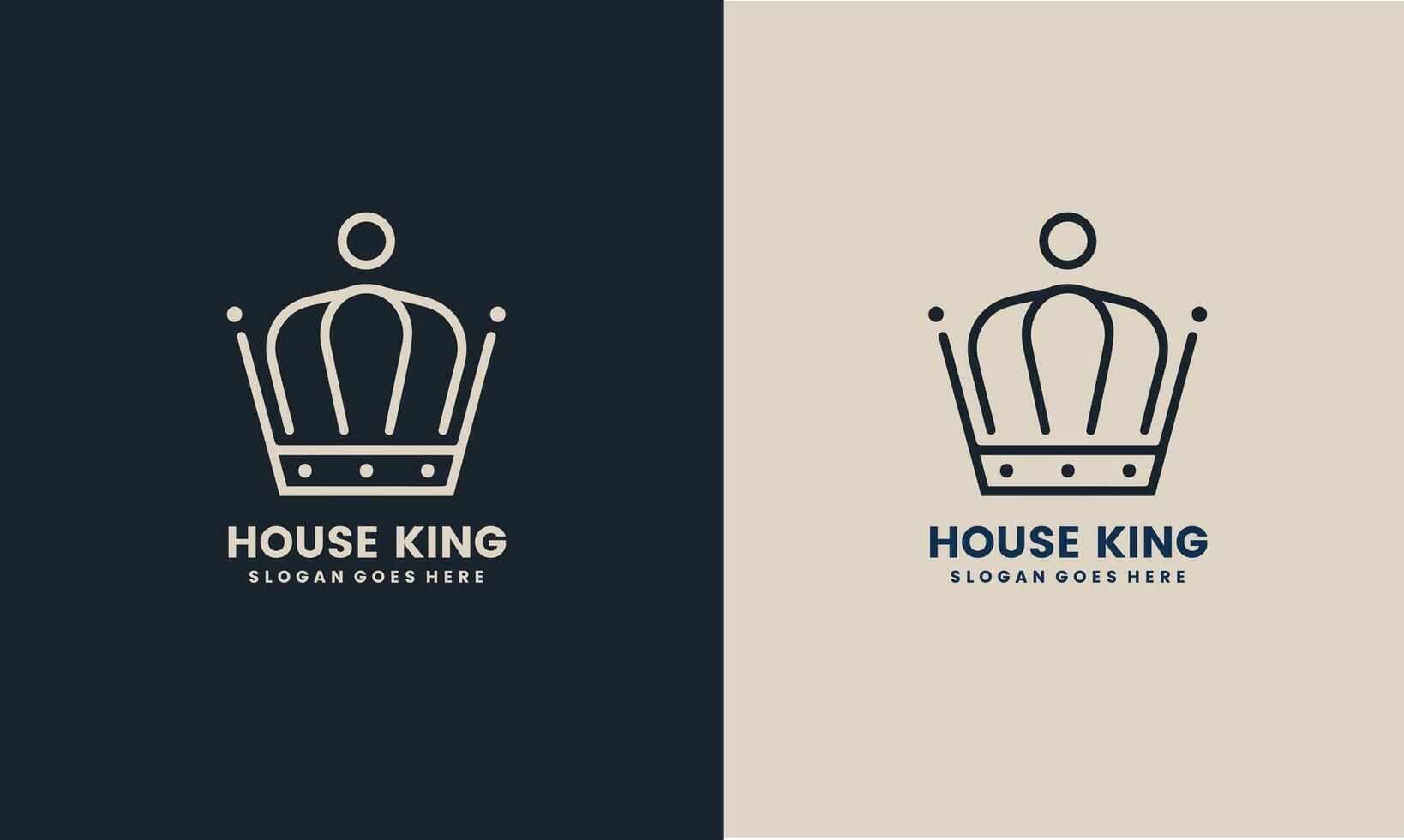 King Queen Crown House Real Estate Building Luxury logo design icon Pro vector