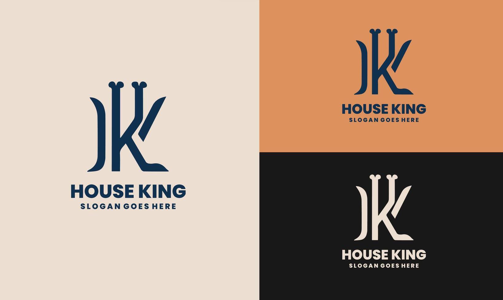 Letter H and K House king logo template, illustration - Pro vector