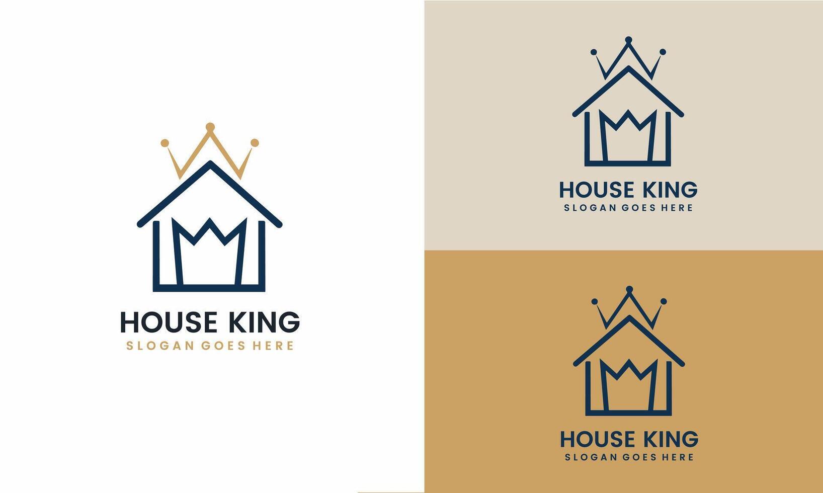 King Queen Crown House Real Estate Building Luxury logo design icon Pro vector