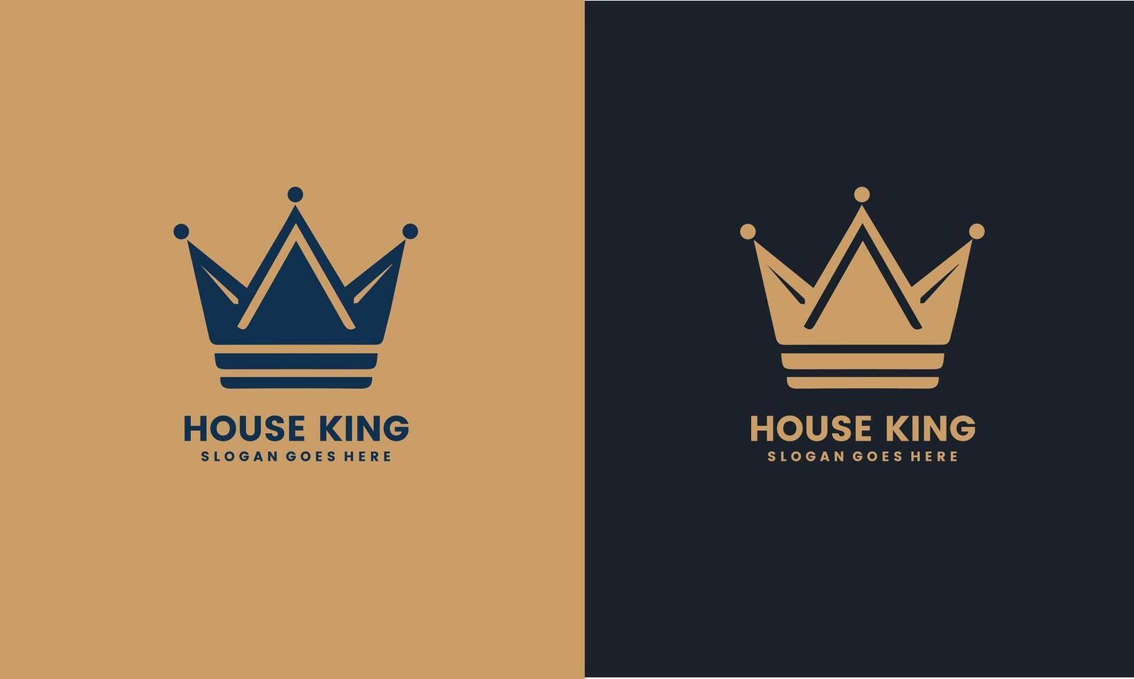 King Queen Crown House Real Estate Building Luxury logo design icon Pro vector