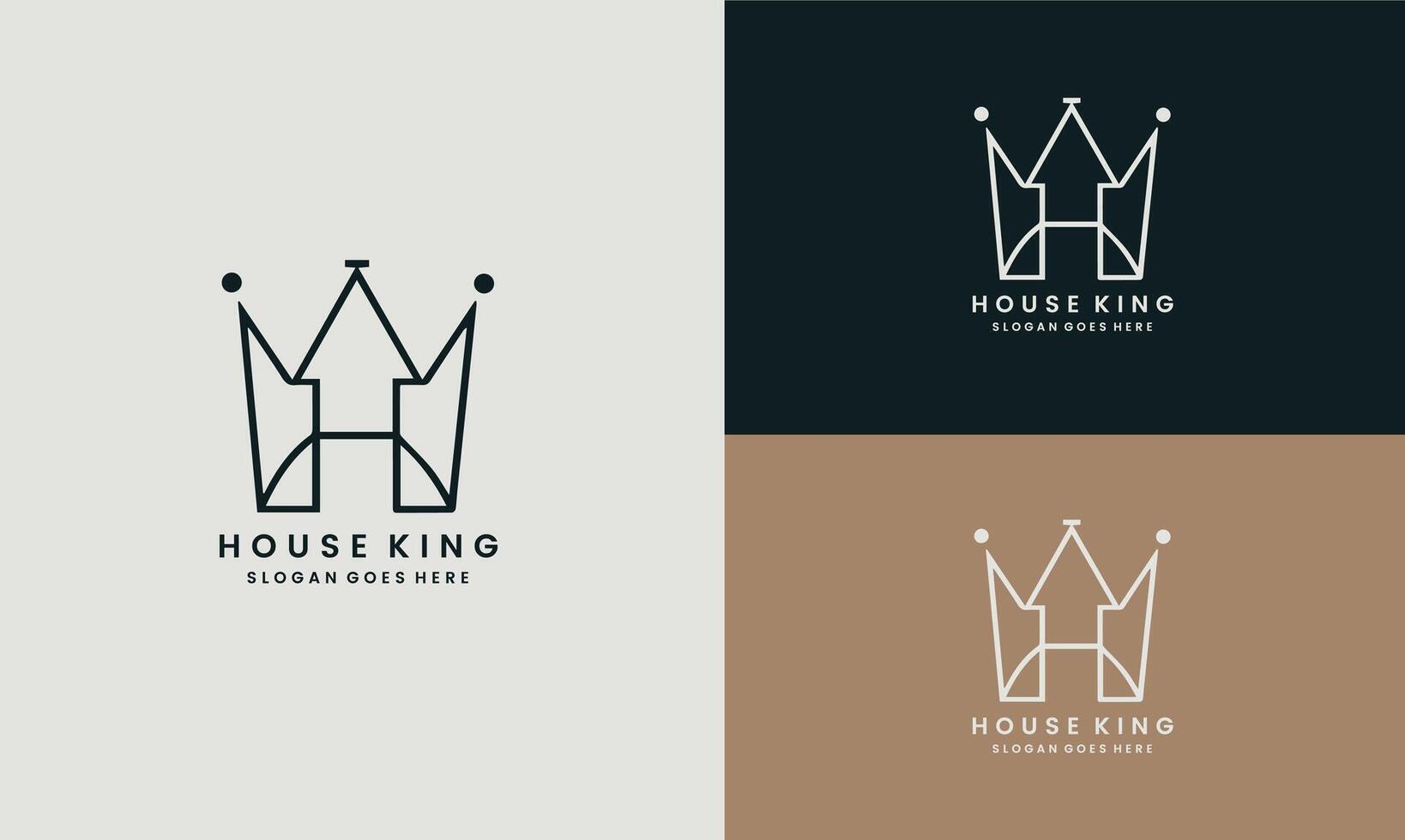 King Queen Crown House Real Estate Building Luxury logo design icon Pro vector