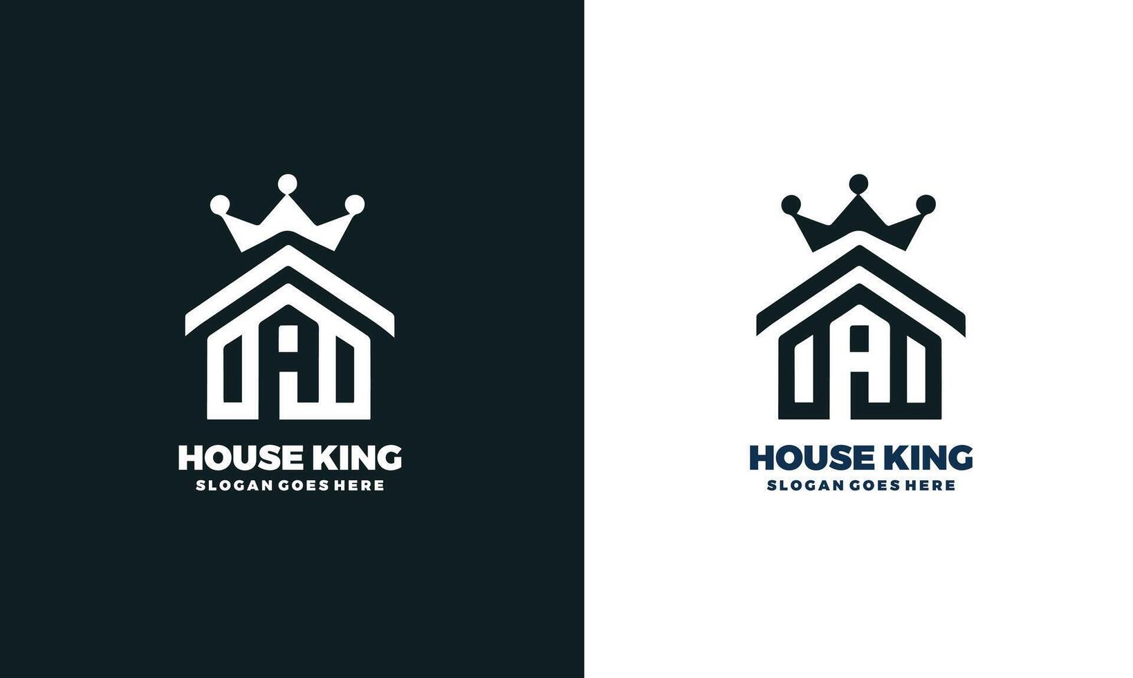 King Queen Crown House Real Estate Building Luxury logo design icon Pro vector