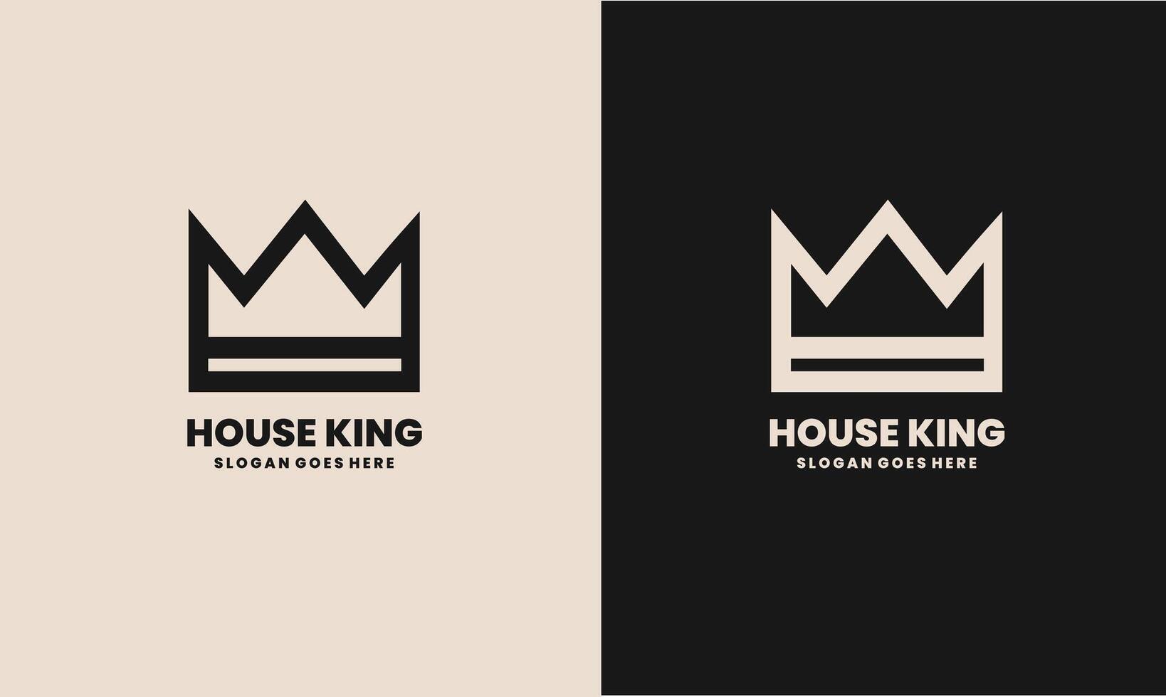 King Queen Crown House Real Estate Building Luxury logo design icon Pro vector
