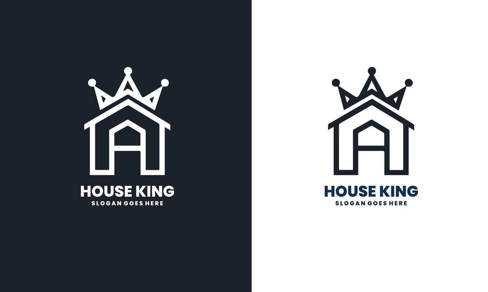 King Queen Crown House Real Estate Building Luxury logo design icon Pro vector