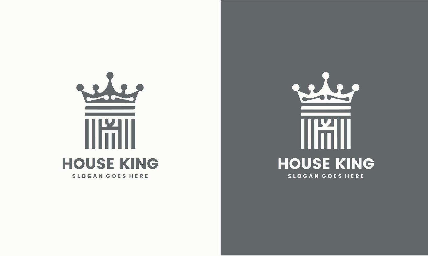 king of the house logo by combining crown and house Pro vector