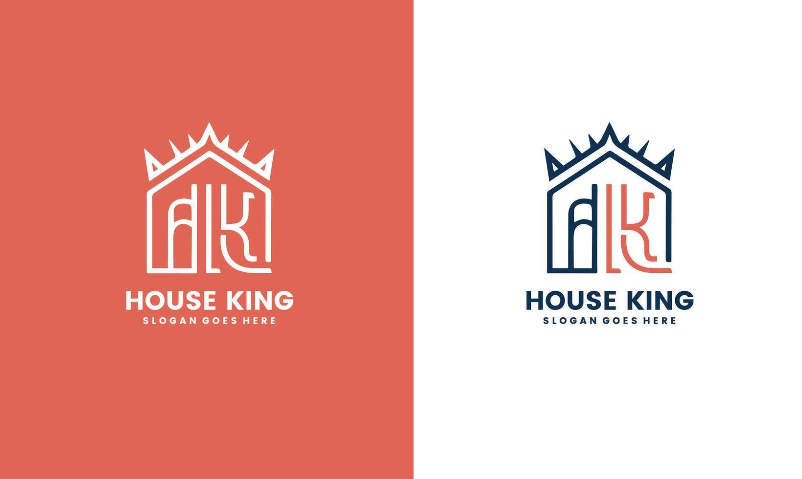 king of the house logo by combining letter h and k crown and house Pro vector