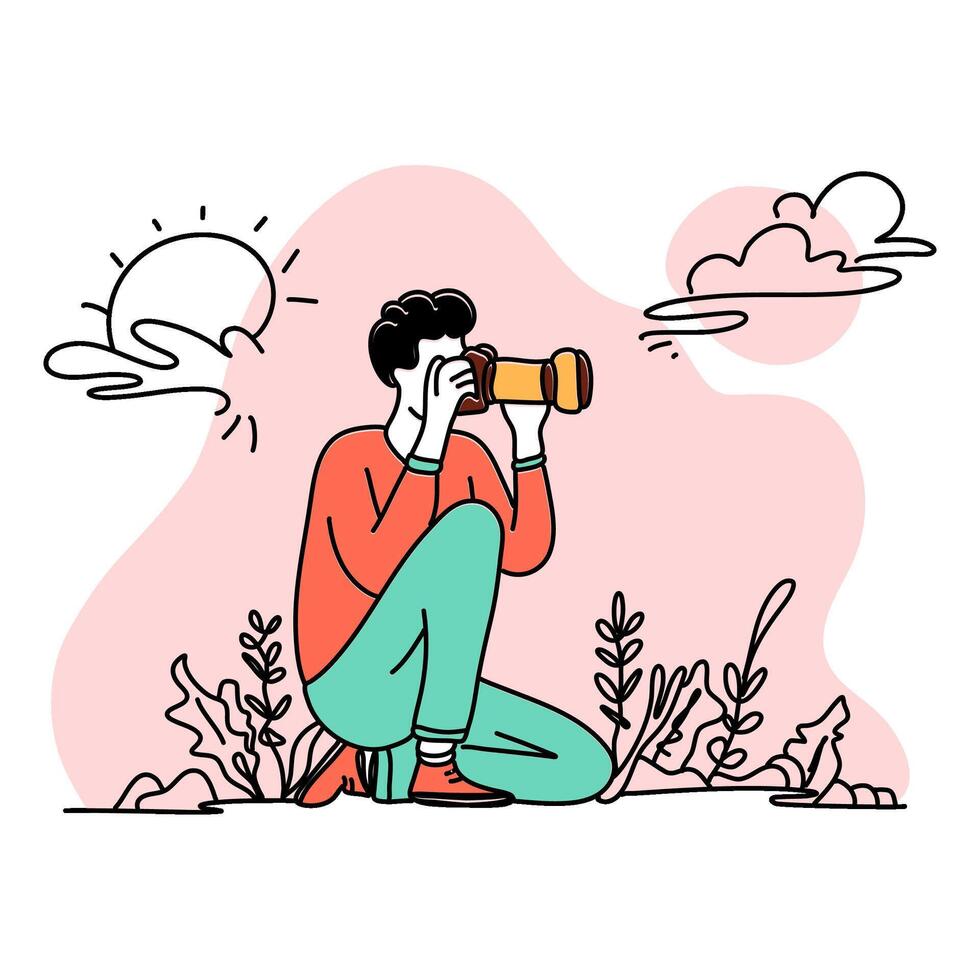 Celebrate World Photographer Day with stunning flat illustrations showcasing the beauty of photography. Join us in honoring the art and skill of talented photographers around the globe vector