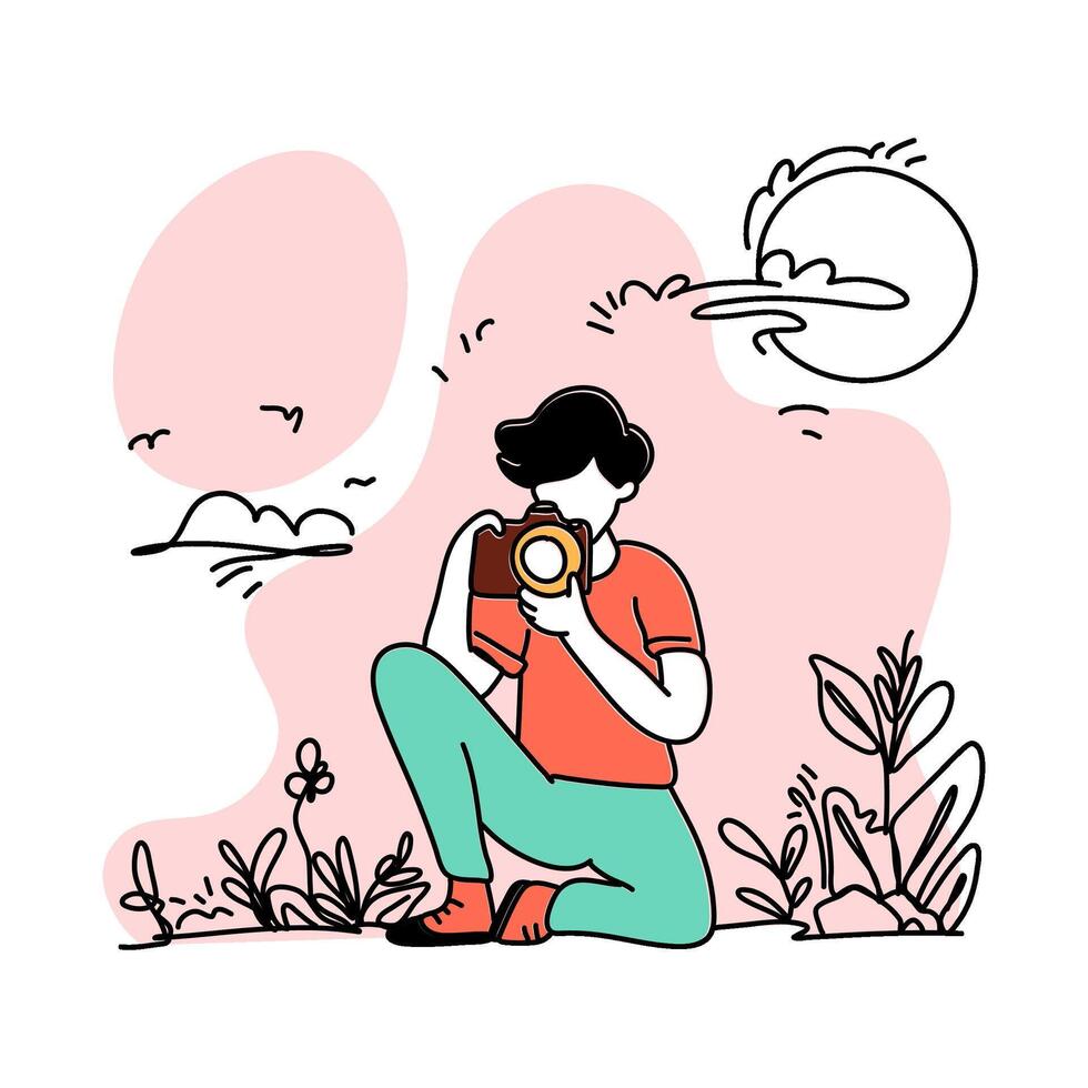 Celebrate World Photographer Day with stunning flat illustrations showcasing the beauty of photography. Join us in honoring the art and skill of talented photographers around the globe vector
