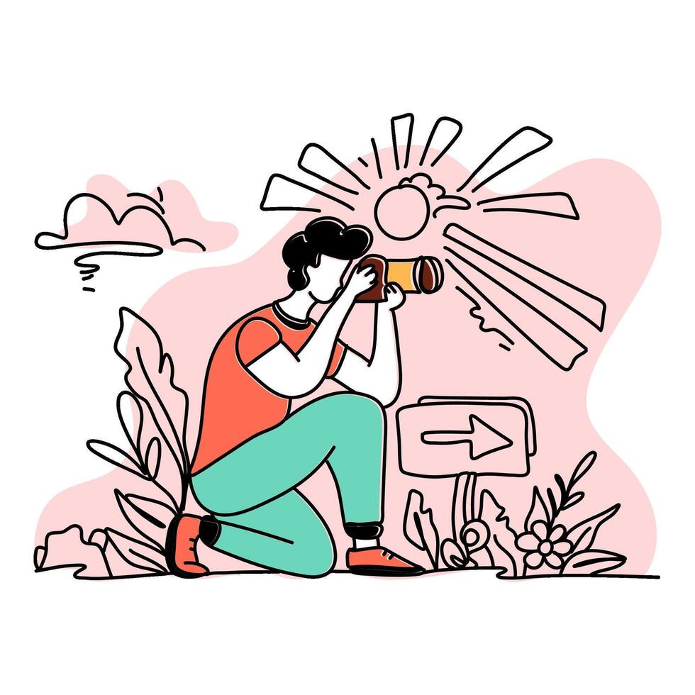Celebrate World Photographer Day with stunning flat illustrations showcasing the beauty of photography. Join us in honoring the art and skill of talented photographers around the globe vector