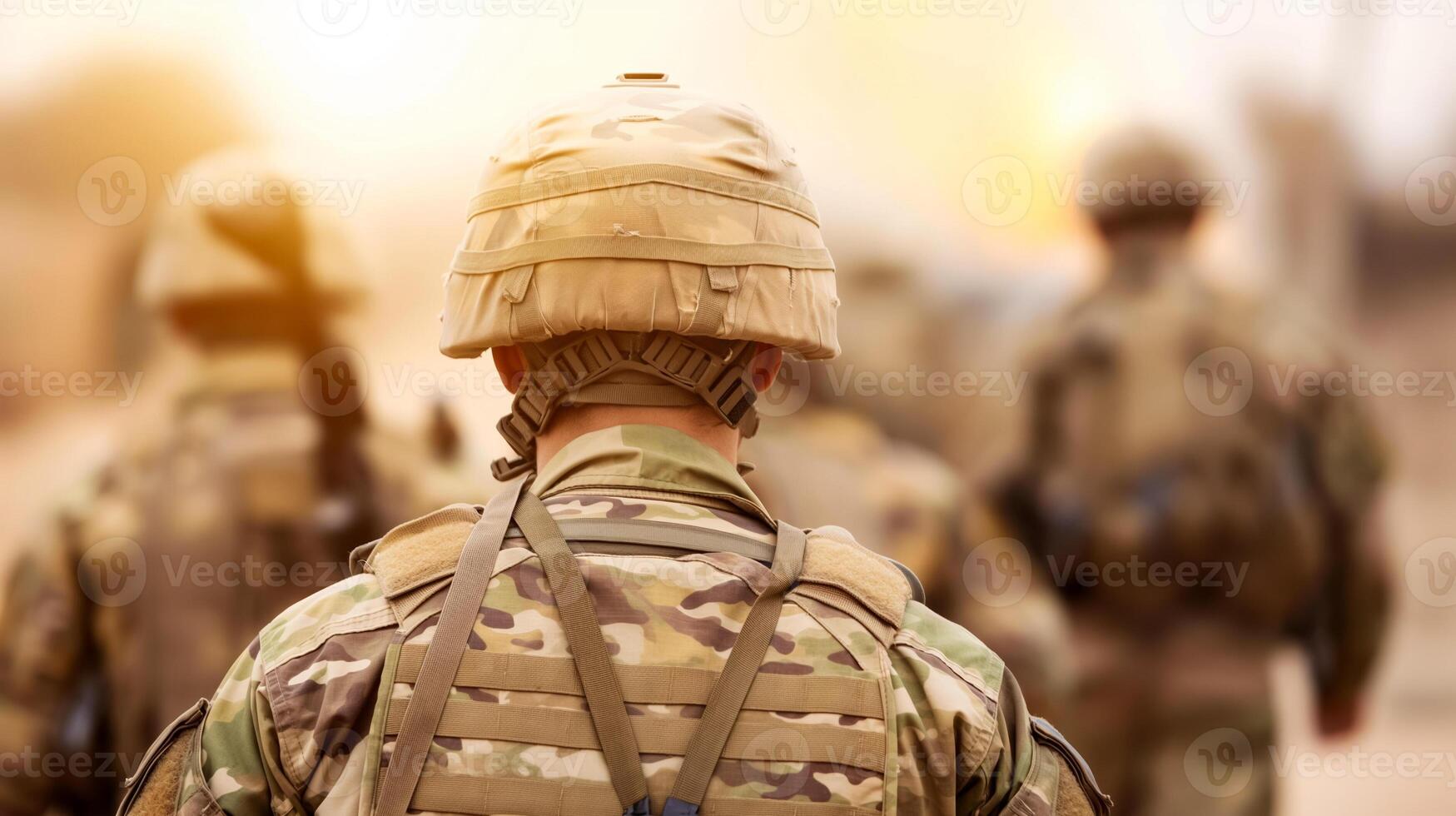 A picture taken from the back of soldiers on their way to military operation photo
