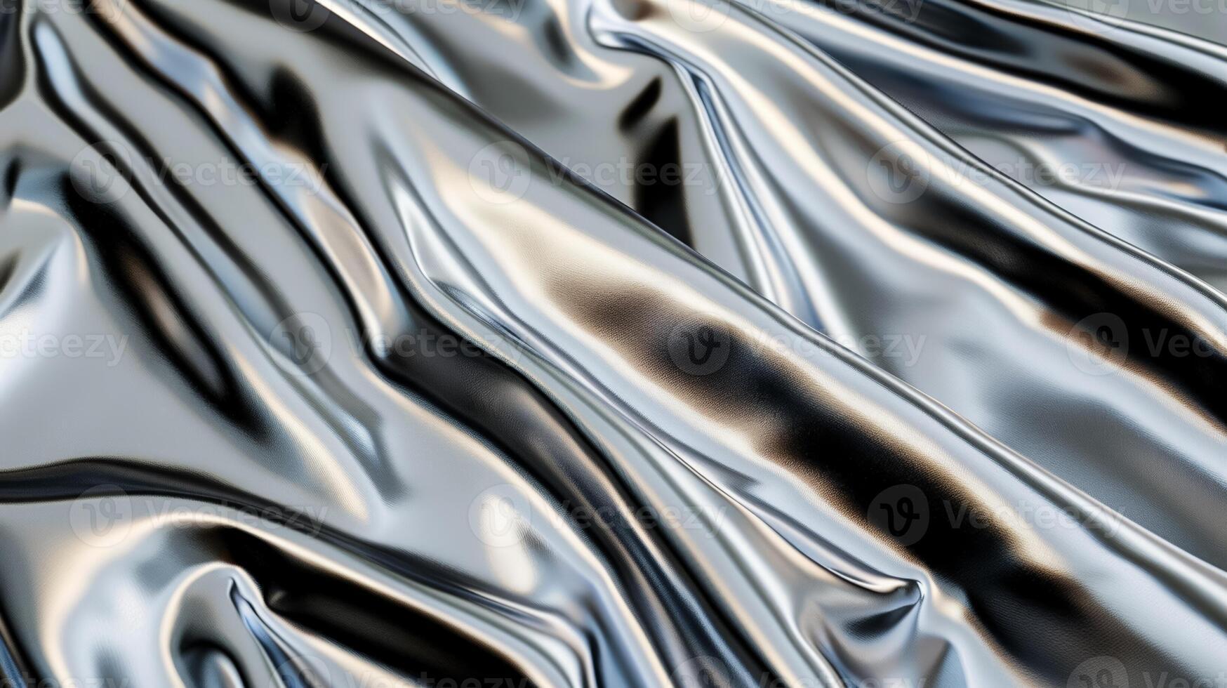 Wide angle view of a polished silver sheet slightly curved and glowing photo