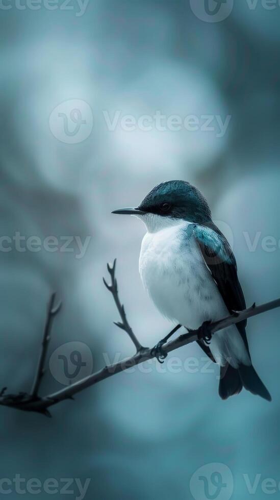A blue-crested flycatcher perched on a branch photo