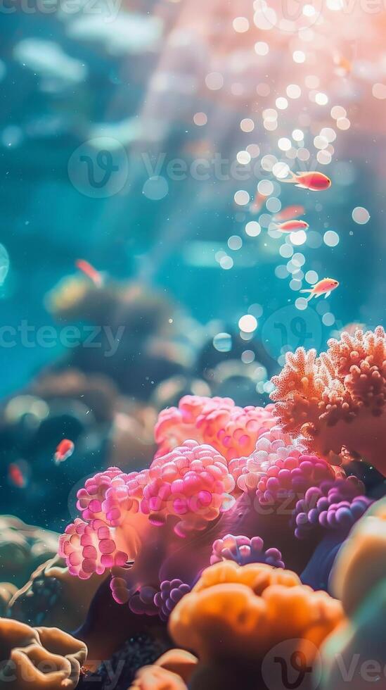 Colorful coral and fish in a tropical ocean photo