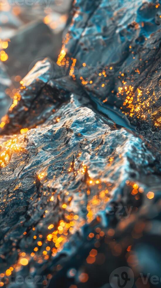Close-up of a mountainside, glowing with warmth photo
