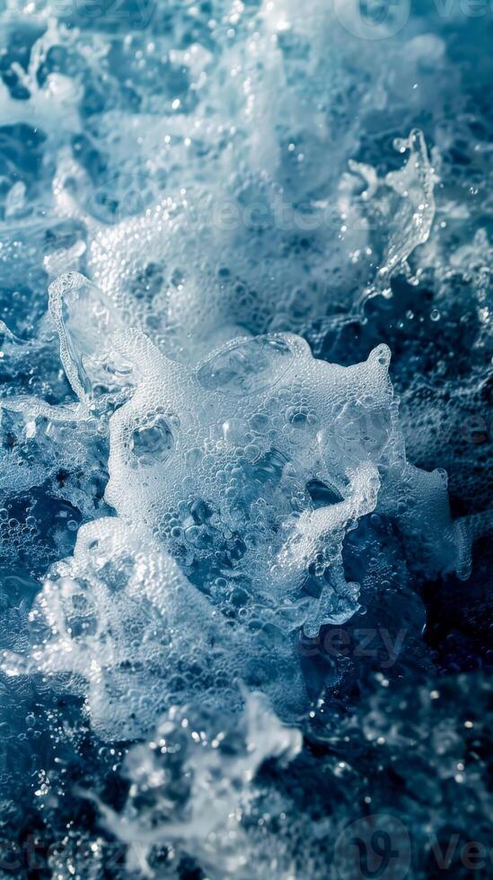 Close-up of water with foam and bubbles photo
