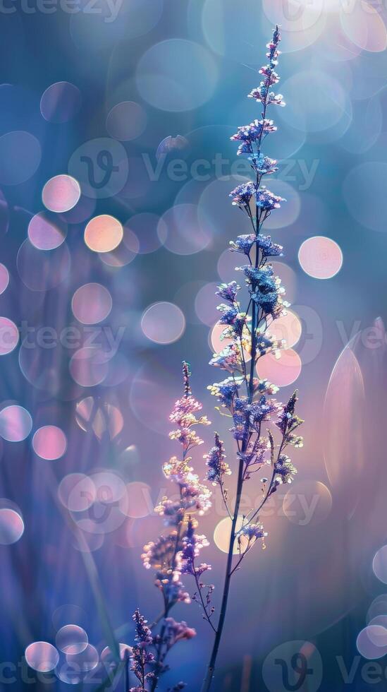 Close-up view of a delicate wildflower in the soft light of dawn photo