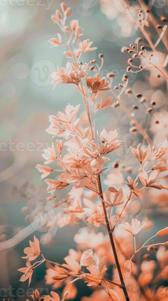 Soft peach blossoms in a gentle springtime light photo